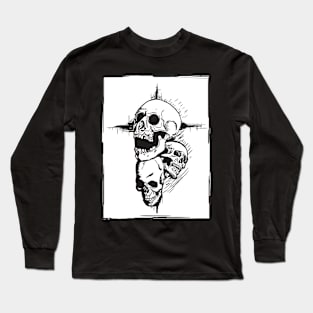 Skull Cross on Black Long Sleeve T-Shirt